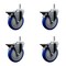 Service Caster 5'' Blue Poly Swivel 7/16'' Grip Ring Stem Caster Set with Brake, 4PK SCC-GR20S514-PPUB-BLUE-PLB-716138-4 - alternate 1